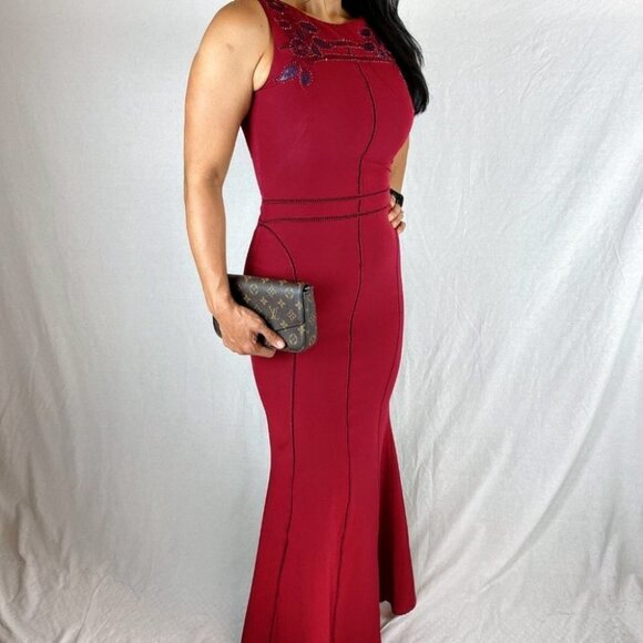 Marchesa Notte Burgundy Red Vine Formal Gown $995 - Picture 11 of 13